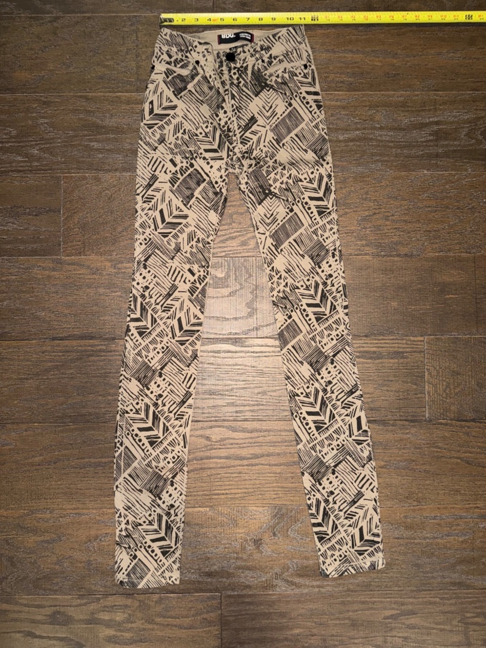 BDG Urban Outfitters High Rise Cigarette Pants 24x34 Geometric Print Stretch